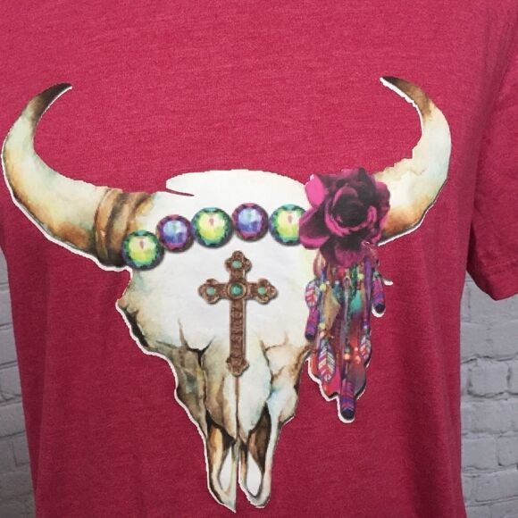 CANVAS  COW SKULL TEE - Picture 2 of 4